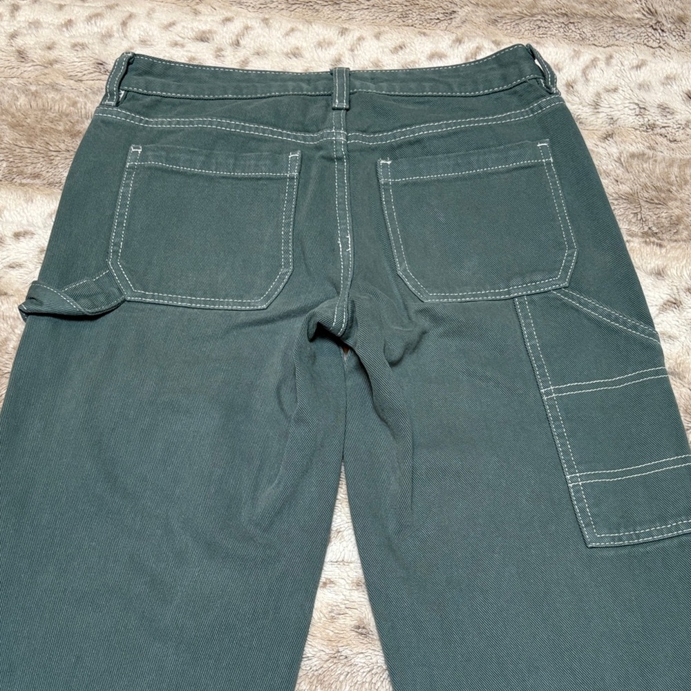 PACSUN Low Rise Green Carpenter Pants, Size 24 - Picture 4 of 11